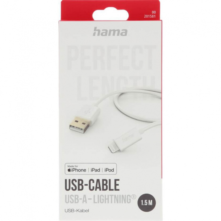 Hama Laddkabel USB-A till Lightning White 1,5m