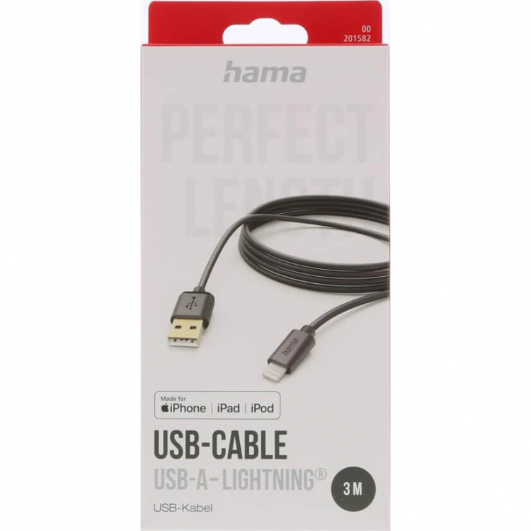 Hama Laddkabel Lightning Svart 3.0m Hama Laddkabel Lightning Svart 3.0m