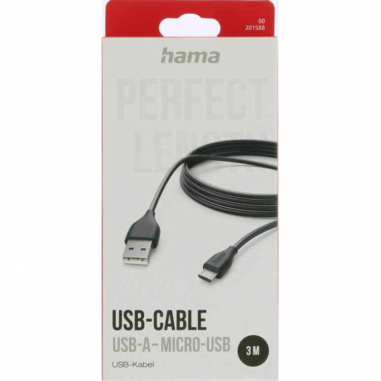 Hama Laddkabel USB-A till Micro-USB Svart 3,0m