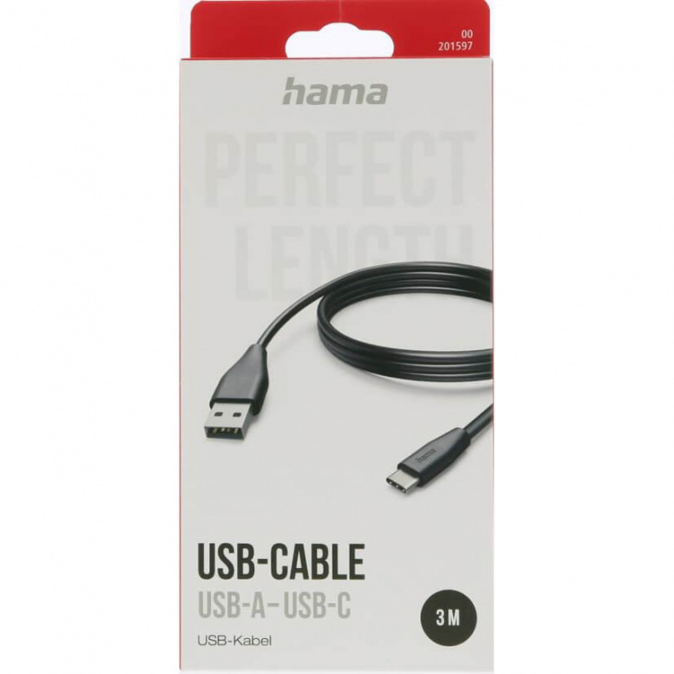 Hama Laddkabel USB-A till USB-C Svart 3,0m Hama Laddkabel USB-A till USB-C Svart 3,0m