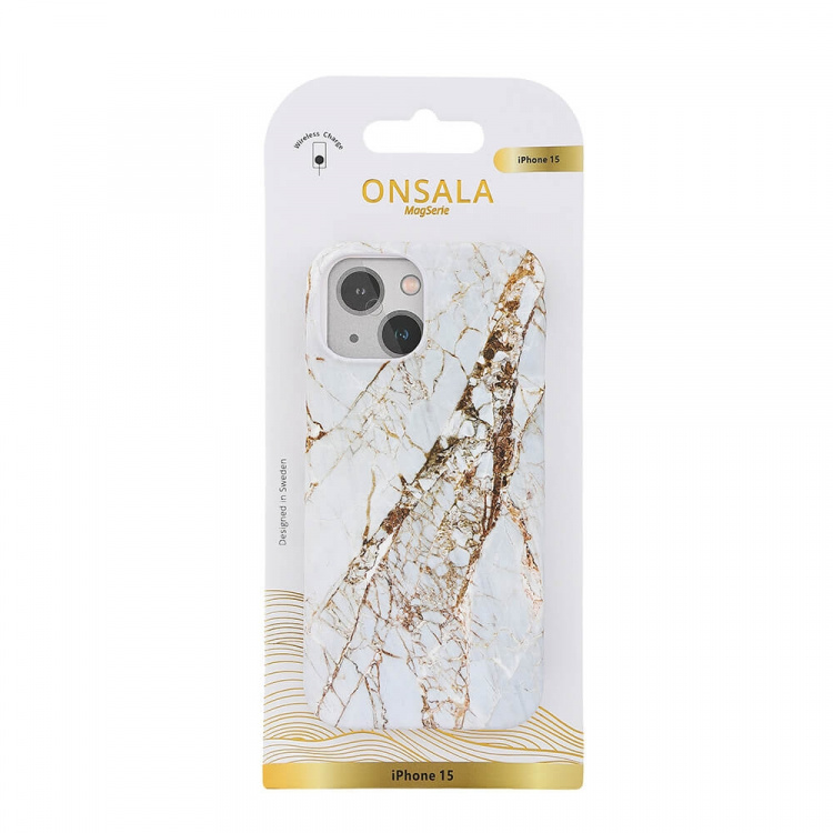 Onsala Mobilskal MagSeries White Rhino Marble - iPhone 15
