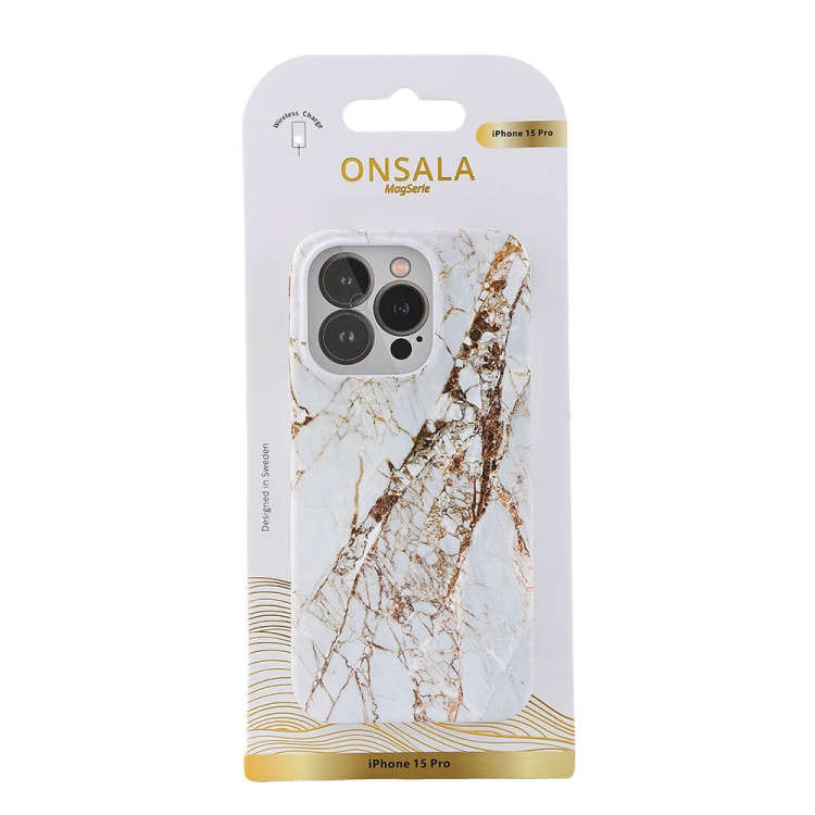 Onsala Mobilskal MagSeries White Rhino Marble - iPhone 15 Pro Onsala Mobilskal MagSeries White Rhino Marble - iPhone 15 Pro