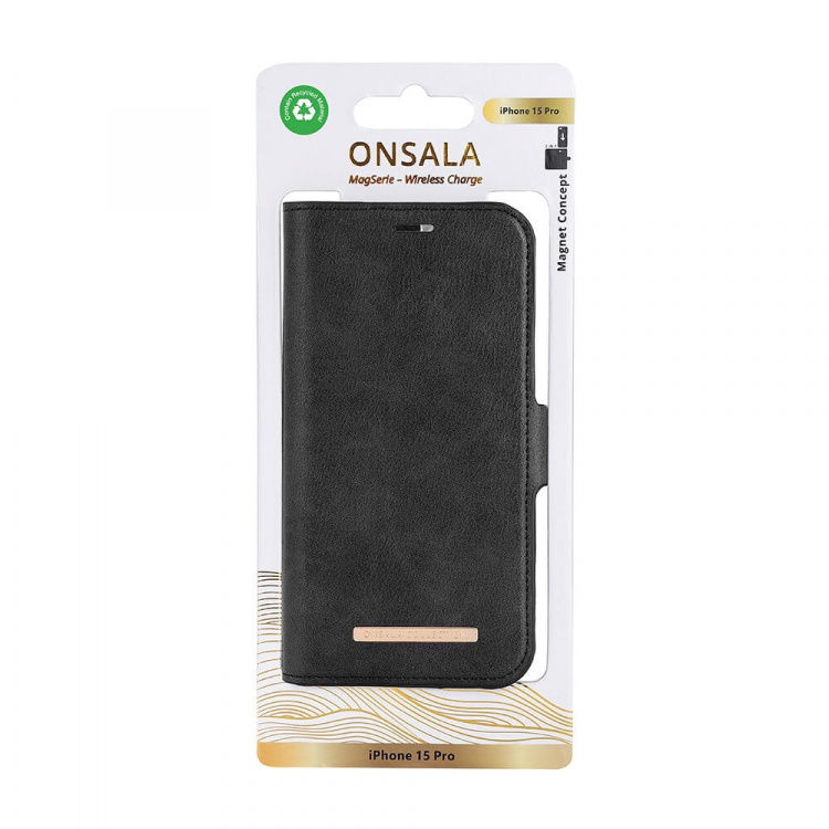 Onsala Mobilfodral Eco 2 Kortfack MagSeries Svart - iPhone 15 Pro