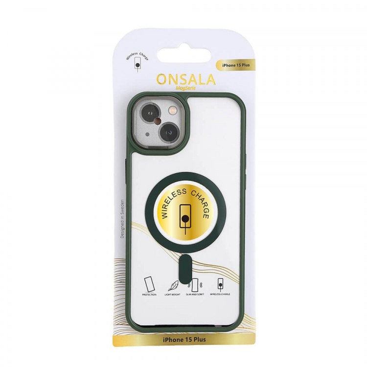 Onsala Mobilskal Bumper MagSeries Green & Clear - iPhone 15 Plus