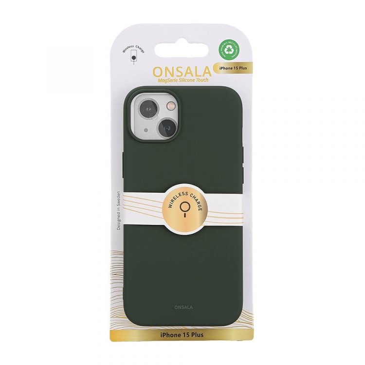 Onsala Mobilskal Silikon MagSeries Olive Green - iPhone 15 Plus