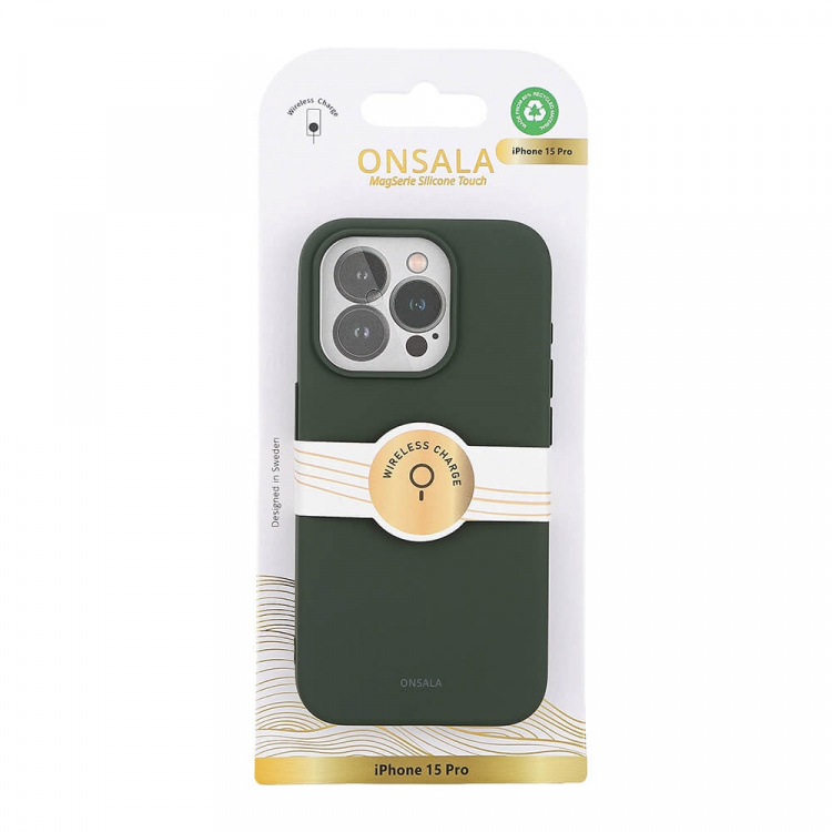 Onsala Mobilskal Silikon MagSeries Olive Green - iPhone 15 Pro