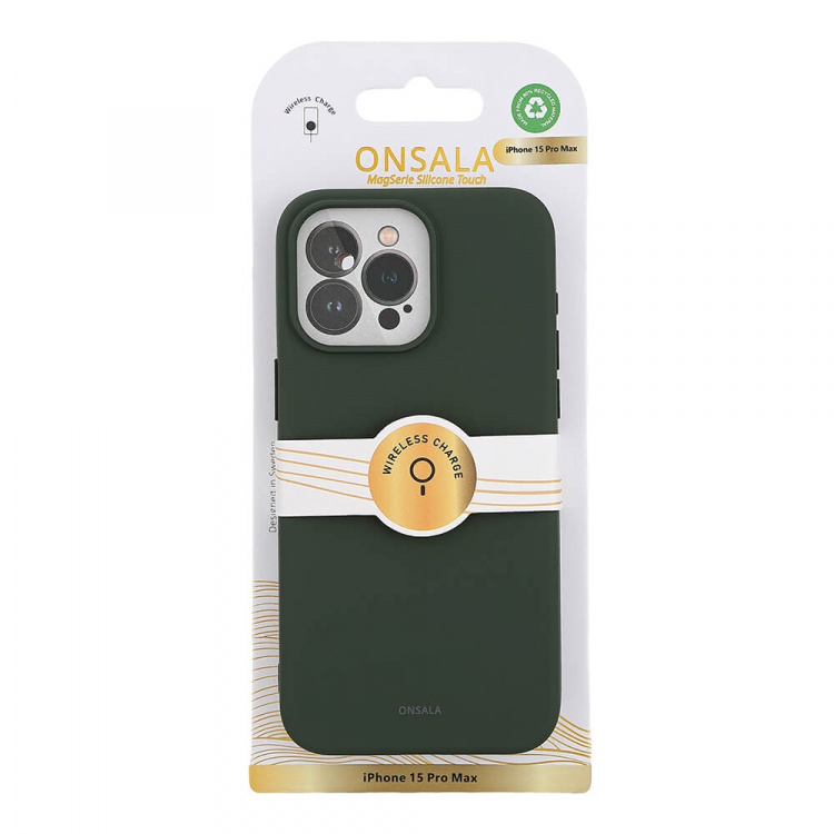 Onsala Mobilskal Silikon MagSeries Olive Green - iPhone 15 Pro Max
