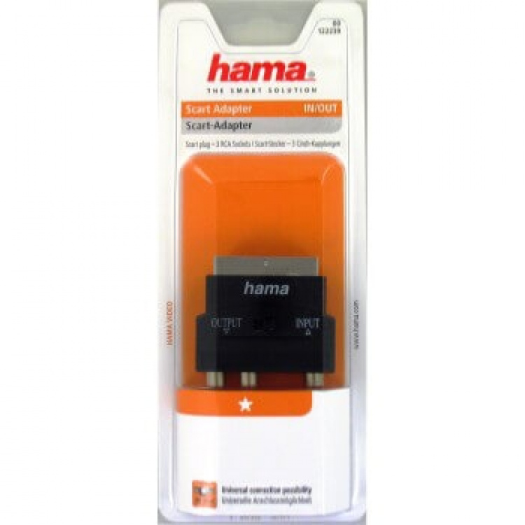 HAMA Adapter 3xRCA-Scart Hona-Hane I/O Svart