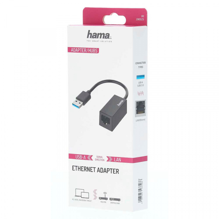 Hama Adapter Nätverk USB 3.0 USB - LAN/Ethernet 10/100/1000 Hama Adapter Nätverk USB 3.0 USB - LAN/Ethernet 10/100/1000