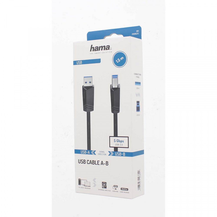Hama Kabel USB 3.0 5 Gbit/s 1.5m Svart Hama Kabel USB 3.0 5 Gbit/s 1.5m Svart
