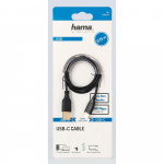 Hama Kabel USB-C Flexi-Slim USB-A-USB-C Guld Svart 0,75m