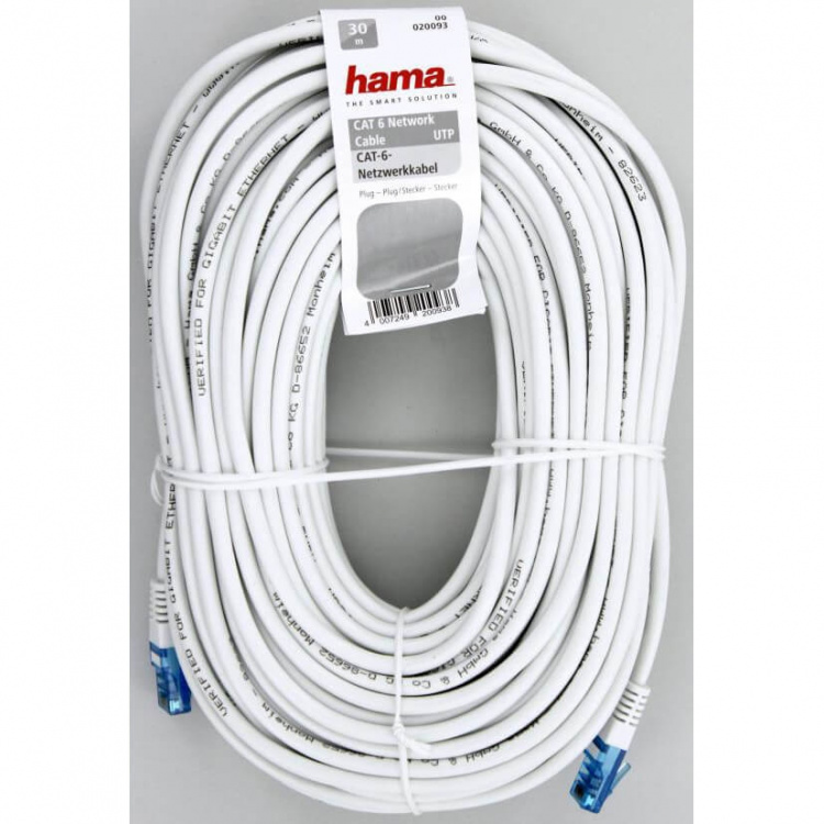 Hama Kabel Nätverk CAT6 UTP Bulk Vit 30m