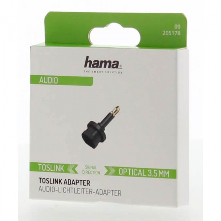 Hama Adapter ODT Toslink Till 3.5 Kontakt till Uttag Hama Adapter ODT Toslink Till 3.5 Kontakt till Uttag