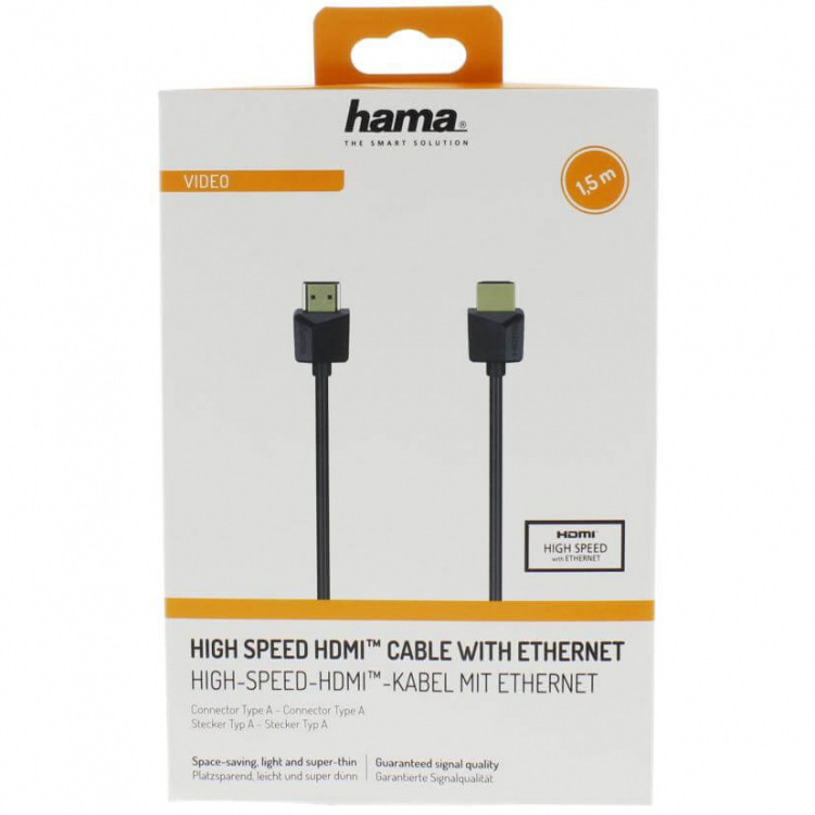 Hama Kabel HDMI Ethernet Flexislim Svart 1.5m Hama Kabel HDMI Ethernet Flexislim Svart 1.5m