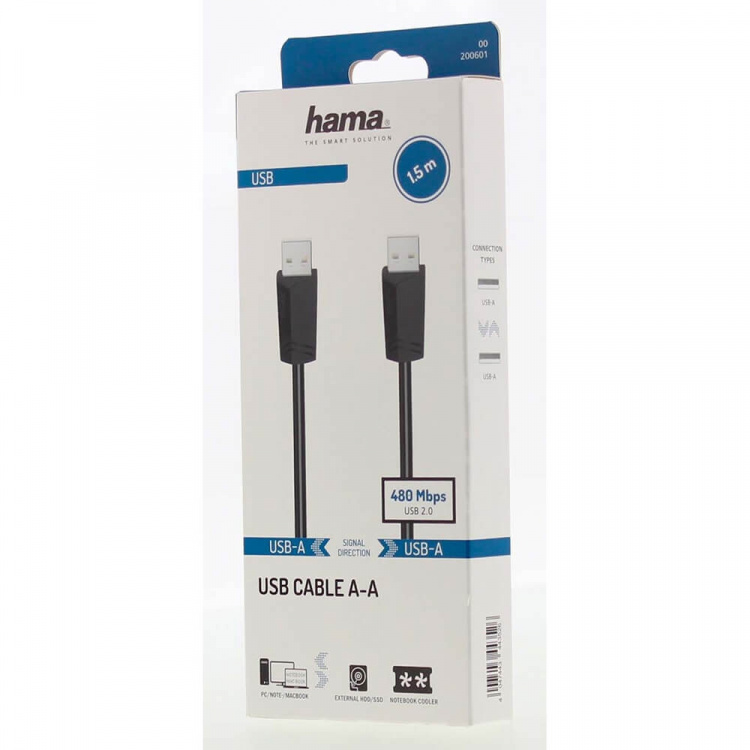 Hama Kabel USB A-A Svart 1,5m Hama Kabel USB A-A Svart 1,5m