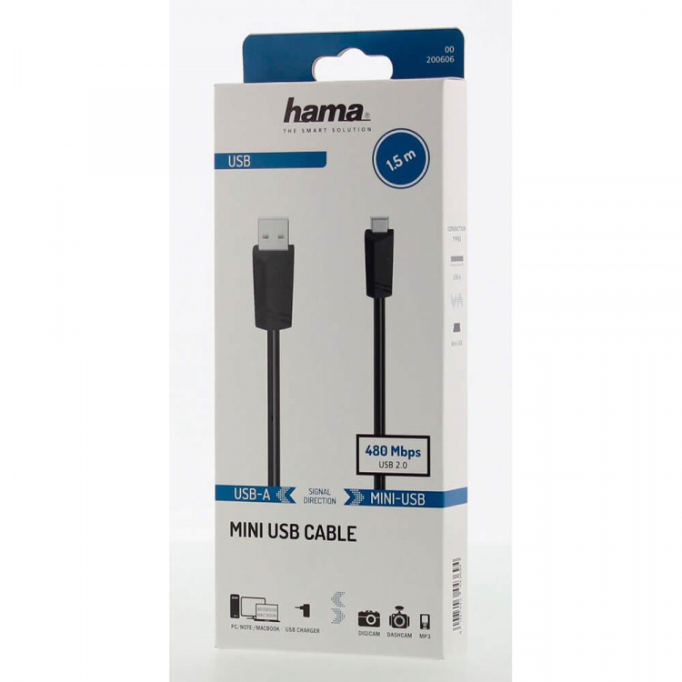Hama Kabel USB-Mini-B till USB-A USB 2.0 1,5m Hama Kabel USB-Mini-B till USB-A USB 2.0 1,5m