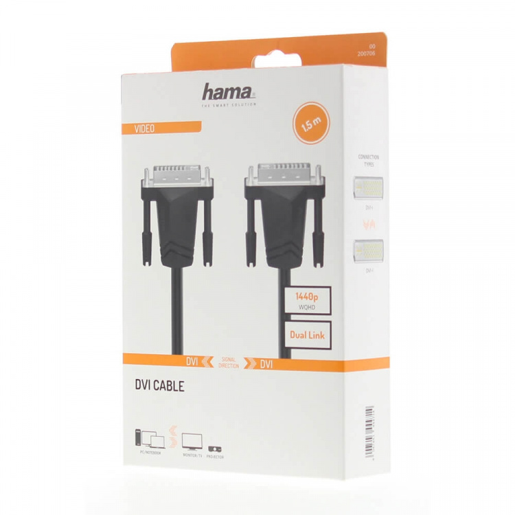 Hama Kabel DVI 1440p Dual Link Svart 1,5m
