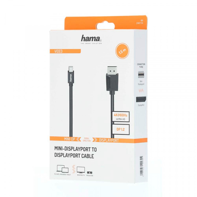 Hama Video Mini-DP - DP Ultra-HD 4K 1,5m kabel Hama Video Mini-DP - DP Ultra-HD 4K 1,5m kabel