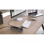 Hama Grenuttag 2-vägs USB-C/A 65W PD 1,4m Svart/Grå