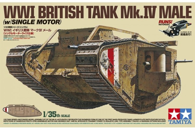 TAMIYA 1/35 WWI British Tank Mk.IV Male (w/Single Motor)