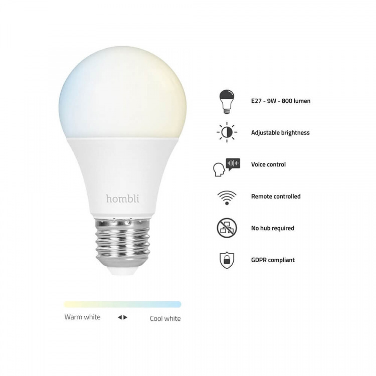Hombli Smart Lampa E27 9W Promo 2-Pack CCT Hombli Smart Lampa E27 9W Promo 2-Pack CCT