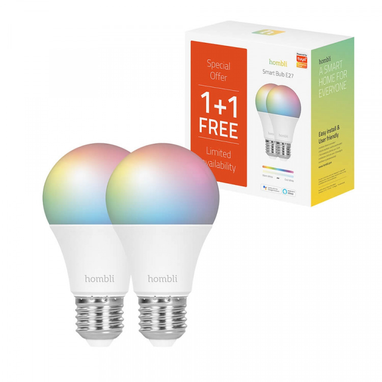 Hombli Smart Lampa E27 9W RGB Promo 2-Pack CCT Hombli Smart Lampa E27 9W RGB Promo 2-Pack CCT