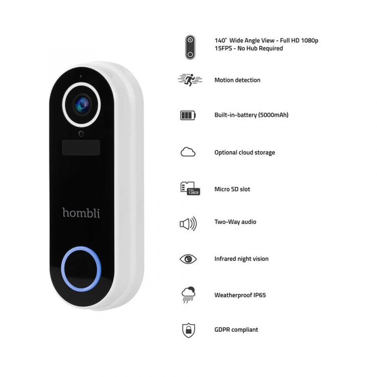 Hombli Smart Dörrklocka Pack Vit Hombli Smart Dörrklocka Pack Vit