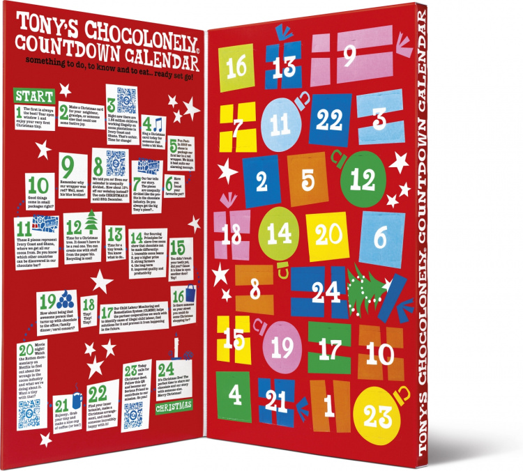 Tony\'s Chocolonely Countdown Calendar - Julkalender, 225 g