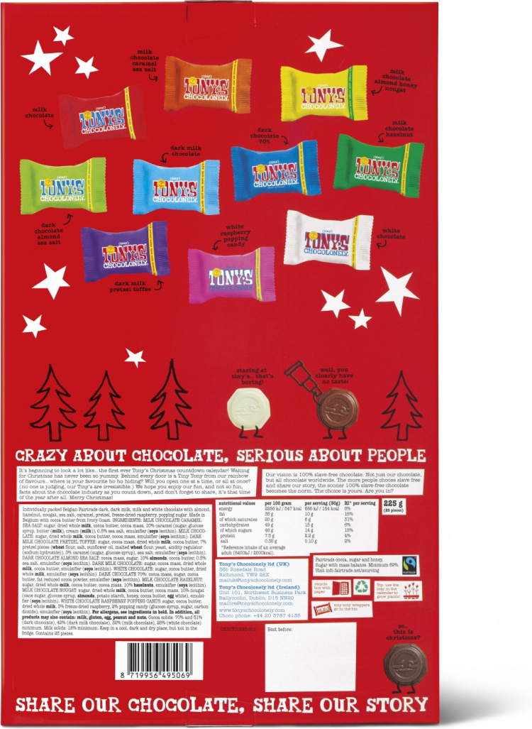 Tony\'s Chocolonely Countdown Calendar - Julkalender, 225 g
