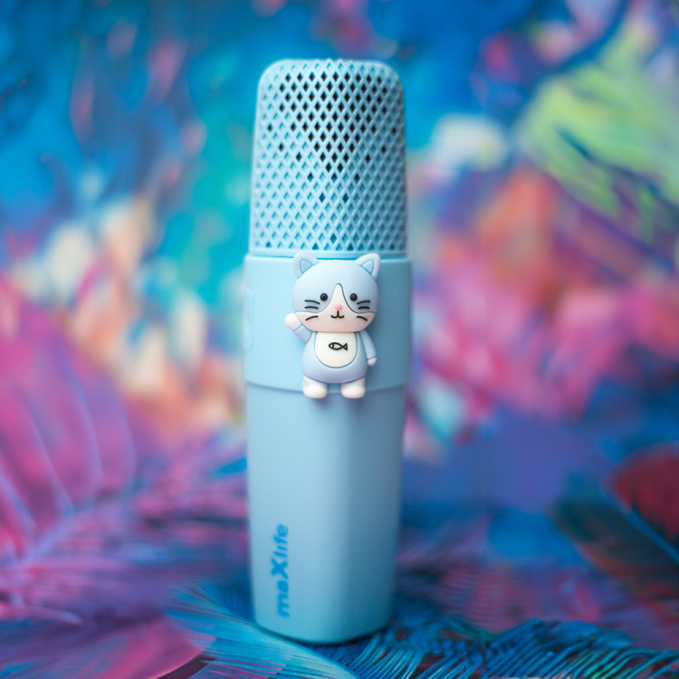 Maxlife Animal MXBM-500 - Bluetooth Karaoke-Mikrofon med högtalare, Blå