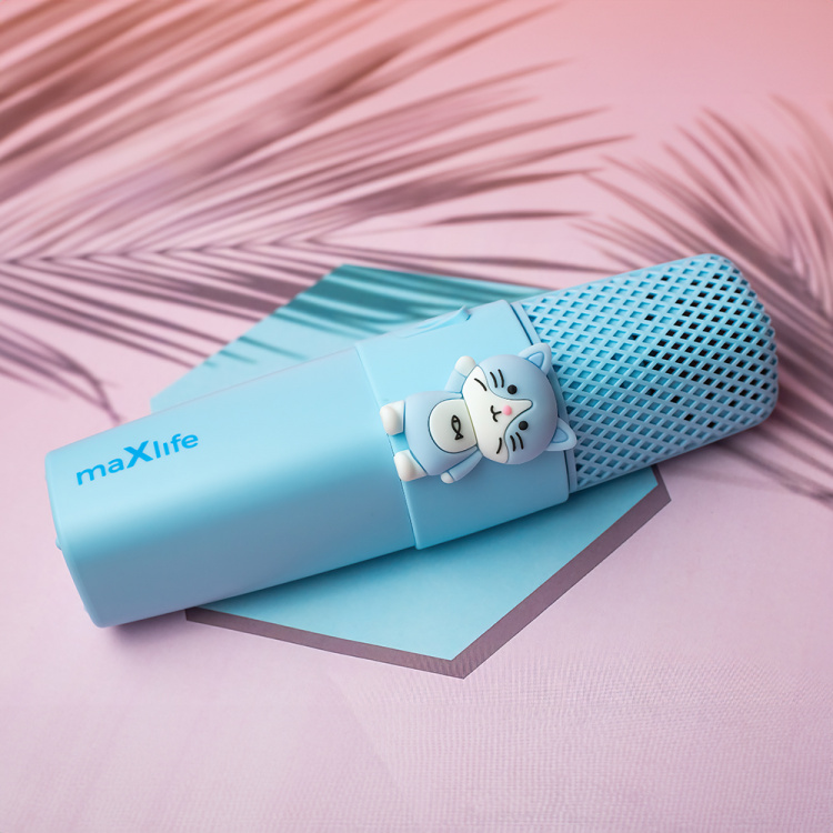 Maxlife Animal MXBM-500 - Bluetooth Karaoke-Mikrofon med högtalare, Blå