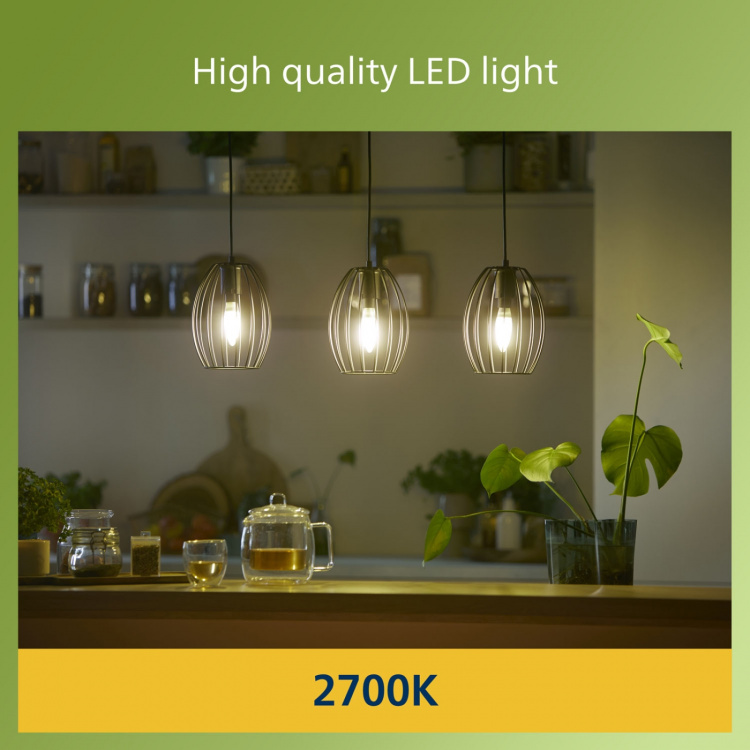 Philips LED E14 B35 Kron 2,3W (40W) Klar 485lm 2700K Energiklass A Philips LED E14 B35 Kron 2,3W (40W) Klar 485lm 2700K Energiklass A