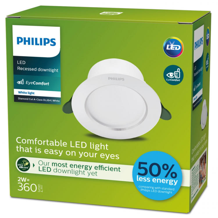 Philips LED Infälld spot Diamond Cut Ø95mm 2W 360lm 3000K Energiklass A Philips LED Infälld spot Diamond Cut Ø95mm 2W 360lm 3000K Energiklass A