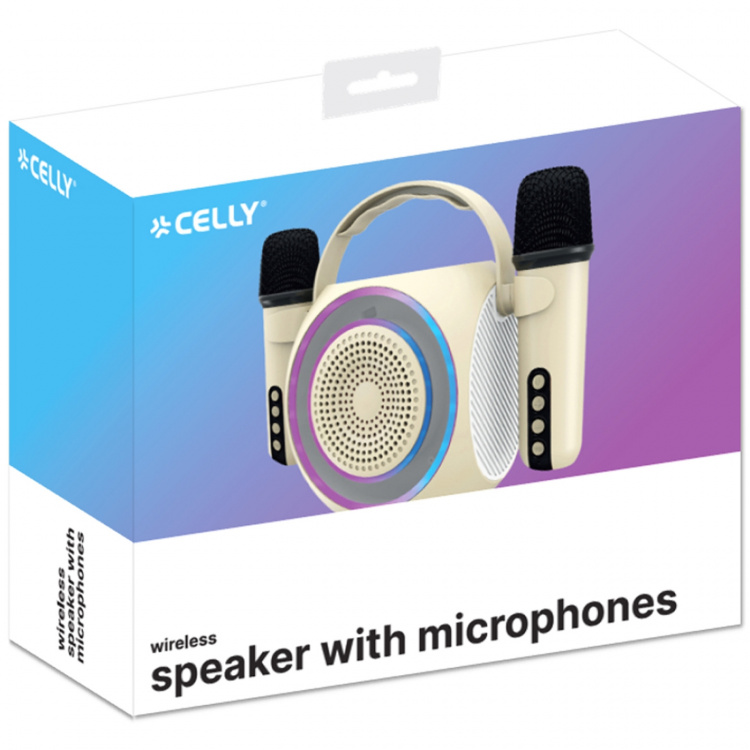 Celly Partymic2 Trådlös högtalare RGB + 2 trådl. mikrofoner Celly Partymic2 Trådlös högtalare RGB + 2 trådl. mikrofoner