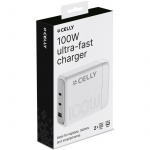 Celly Power Station 1 x USB-A + 2 x USB-C PD 100W GaN Vit Celly Power Station 1 x USB-A + 2 x USB-C PD 100W GaN Vit