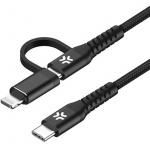 Celly 2-i-1-kabel USB-C - USB-C/Lightning 60W 1m Svart Celly 2-i-1-kabel USB-C - USB-C/Lightning 60W 1m Svart