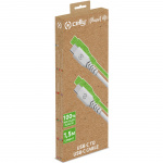 Celly Planet USB-C - USB-C-kabel 1,5m av 100% återvunnen plast Vit