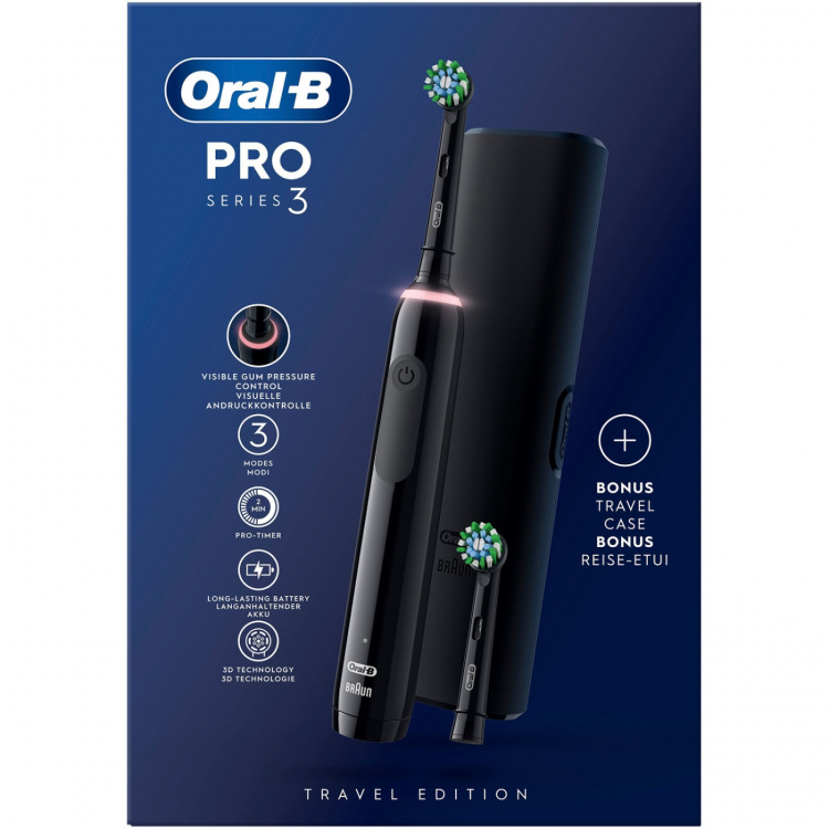 Oral B Eltandborste Pro3 Black + Extra Refill + TC Oral B Eltandborste Pro3 Black + Extra Refill + TC