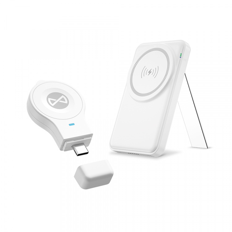 Forever MACS-100 - Trådlös 5i1 Laddstation med portabel Qi-Powerbank 5000mAh, Vit Forever MACS-100 - Trådlös 5i1 Laddstation med portabel Qi-Powerbank 5000mAh, Vit