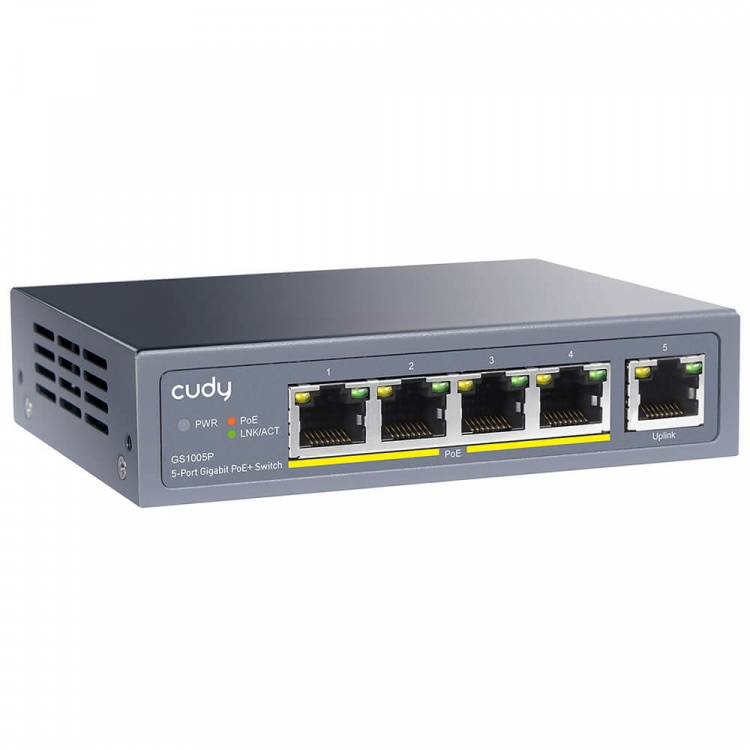 CUDY Switch GS1005P 5-port Gigabit PoE+ 60W