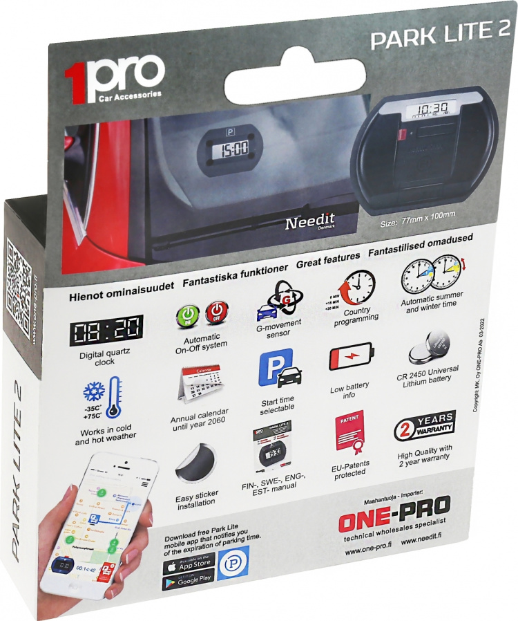 Needit Park Lite 2 Automatisk parkeringsskiva, Svart Needit Park Lite 2 Automatisk parkeringsskiva, Svart