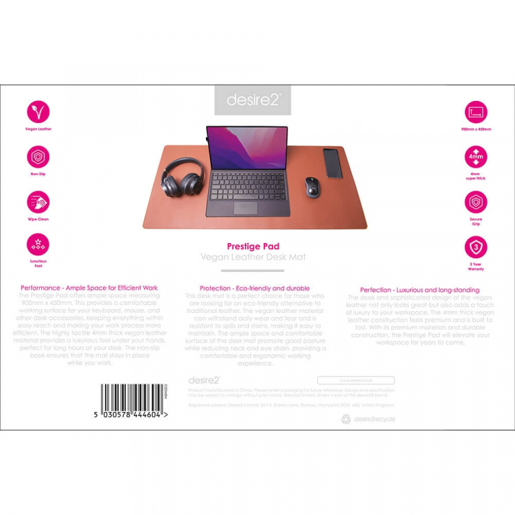 Desire2 Skrivbordsmatta Brun Veganskt Läder 400x900mm Desire2 Skrivbordsmatta Brun Veganskt Läder 400x900mm