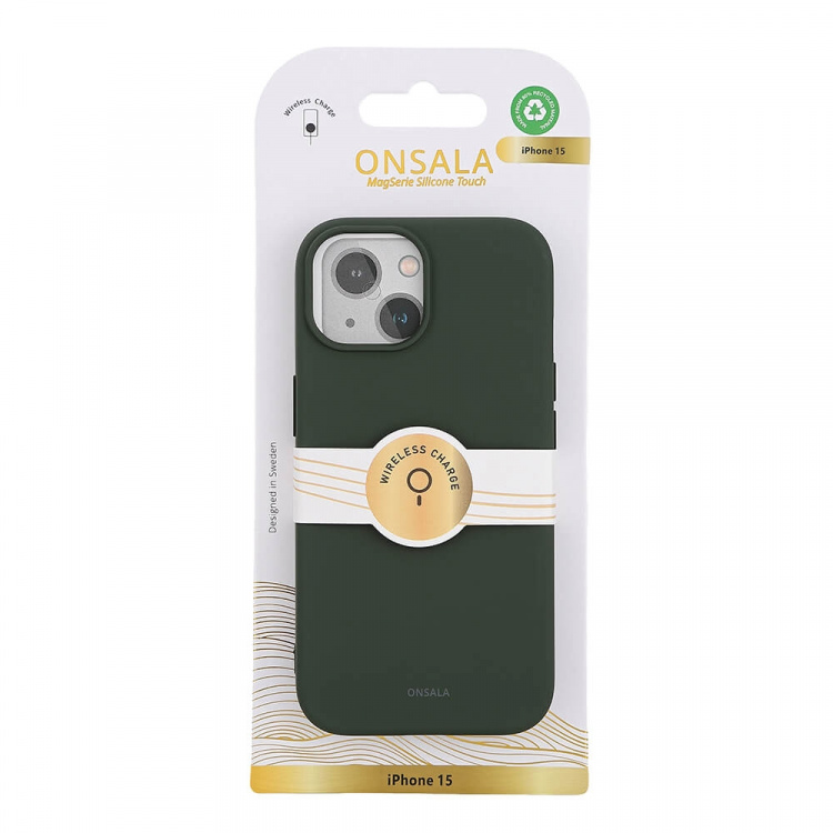 Onsala Mobilskal Silikon MagSeries Olive Green - iPhone15 Onsala Mobilskal Silikon MagSeries Olive Green - iPhone15