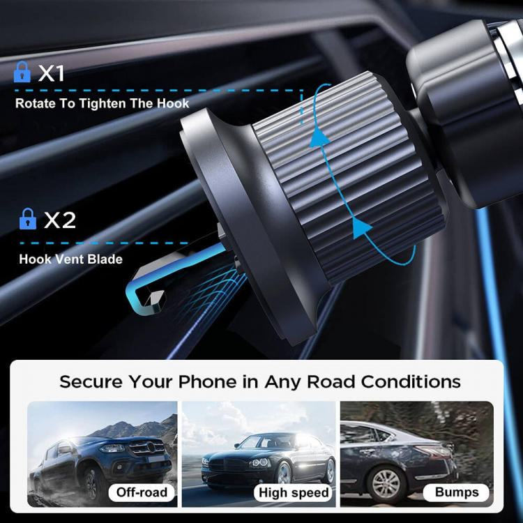 Gear MagSerie Telefonhållare Airwent MagSafe-laddning 15W Trådlös