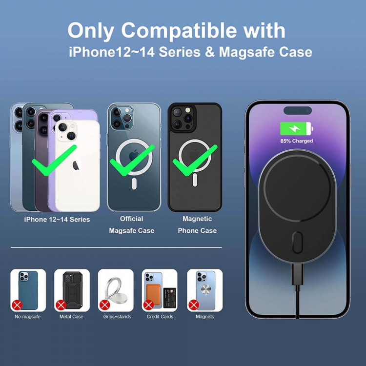 Gear MagSerie Telefonhållare Airwent MagSafe-laddning 15W Trådlös