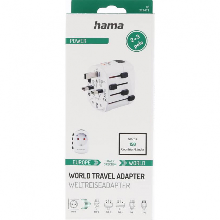 Hama Reseadapter Världen Pro EU-WORLD 3-stift