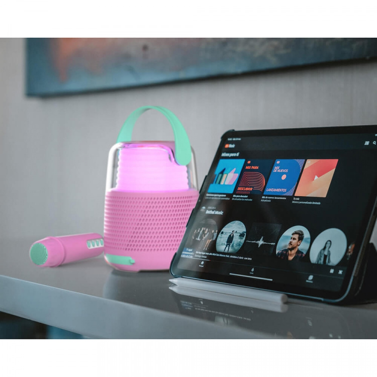 Mobility On Board Högtalare Karaoke Kit Mic LED Rosa