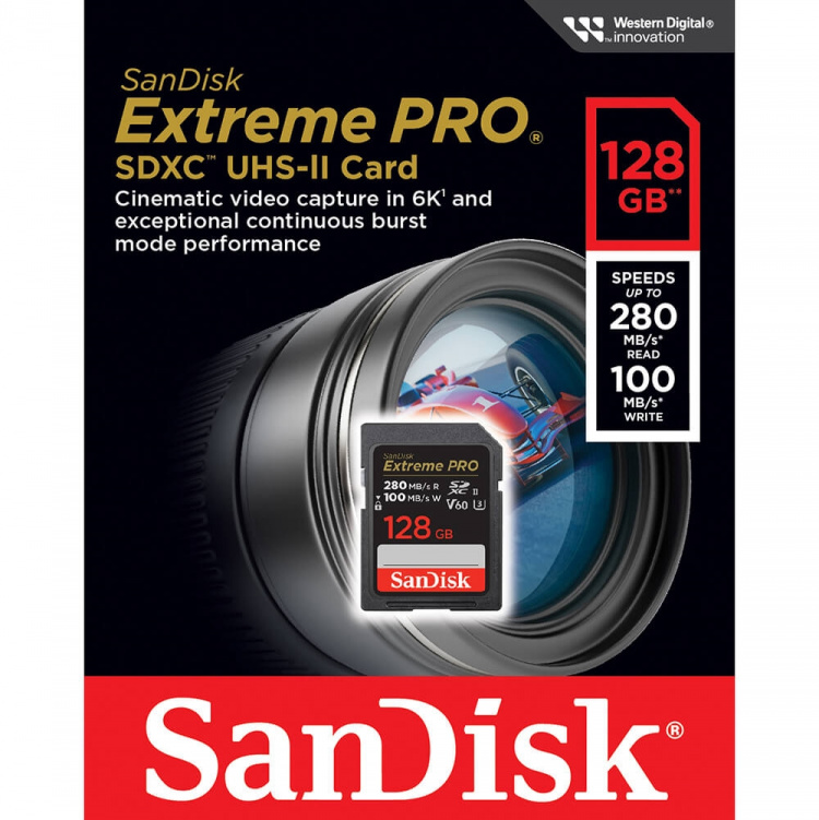 SanDisk Extreme Pro 128GB 280MB/s V60 C10 UHS-II SanDisk Extreme Pro 128GB 280MB/s V60 C10 UHS-II