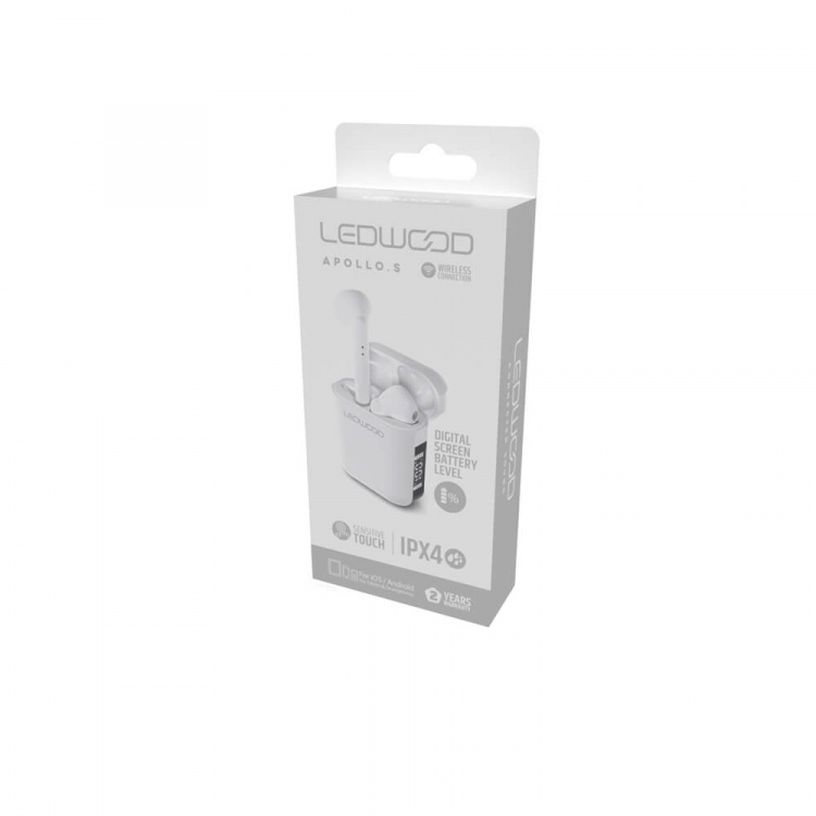 LEDWOOD Hörlur Apollo TWS True Wireless In-Ear Vit Mic