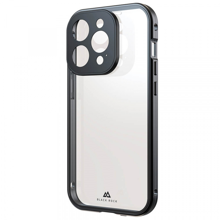 BLACK ROCK Mobilskal 360° Glas Transp/Svart - iPhone 15 Pro